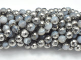 Mystic Coated Banded Agate - Gray & Silver, 8mm, Faceted-BeadDirect