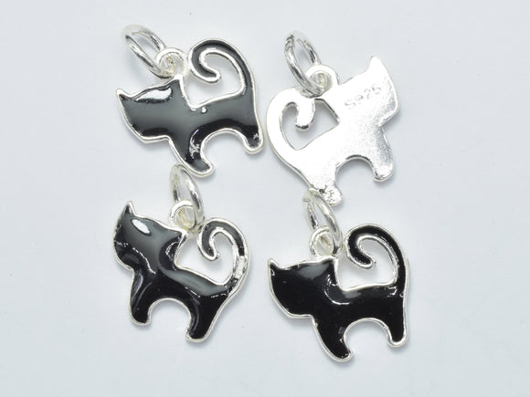 1pcs 925 Sterling Silver Charm-Enamel Black Dog Charm, Dog Pendant-Metal Findings & Charms-BeadDirect