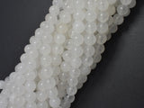 White Jade Beads, Round, 6mm (6.4mm), 15 Inch-BeadDirect