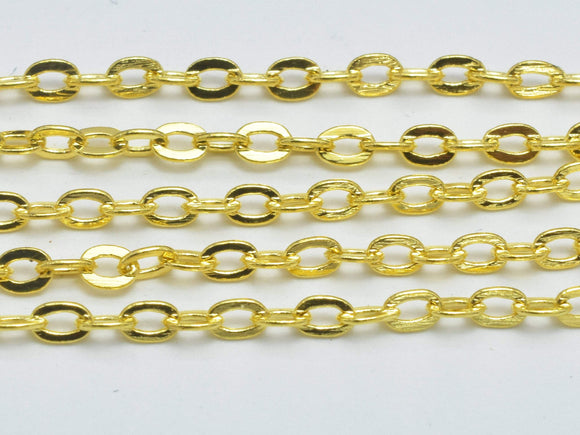 3m (9.9feet) Gold Plated Oval Chain, Brass Oval Chain, Jewelry Chain, 1.8x2.6mm-Metal Findings & Charms-BeadDirect