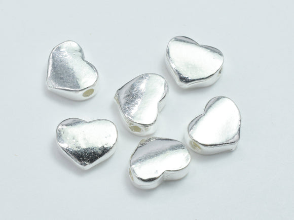 4pcs 925 Sterling Silver Beads, 5.8x4.6mm Heart Beads-Metal Findings & Charms-BeadDirect