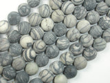 10mm Round Matte Black Line Jasper, Silk Stone, Spider Web Jasper-Gems: Round & Faceted-BeadDirect