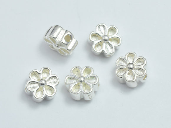 2pcs 925 Sterling Silver Beads - Flower, 8mm-BeadDirect