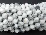 White Howlite Beads, 8mm Star Cut Faceted Round, 14.5 Inch-Gems: Round & Faceted-BeadDirect