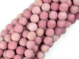 Matte Rhodonite Beads, Round, 8mm (8.7mm)-Gems: Round & Faceted-BeadDirect
