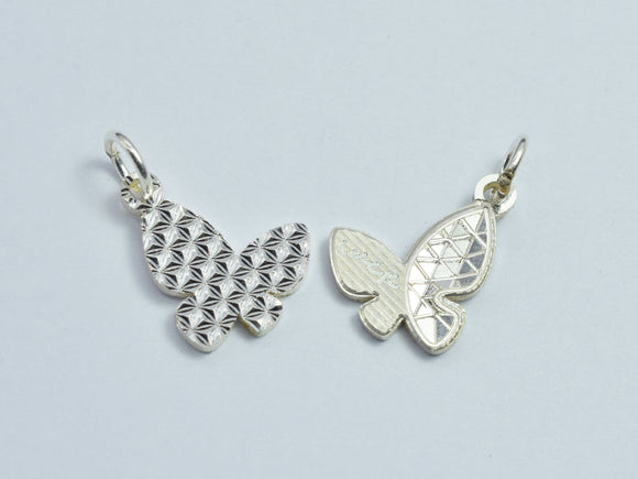 1pc 925 Sterling Silver Sparkling Butterfly Charm, 14x11mm-BeadDirect