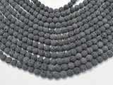 Unwaxed Black Gray Lava, 6mm (6.5mm) Round-Gems: Round & Faceted-BeadDirect