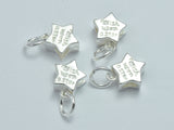 1pc 925 Sterling Silver Charms, Star Charms, Star Bails Connector, 8mm-BeadDirect