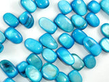 Mother of Pearl Beads, Blue Shell, Top Drilled Free Form, (9-11)mmx(12-20)mm-Pearls & Glass-BeadDirect