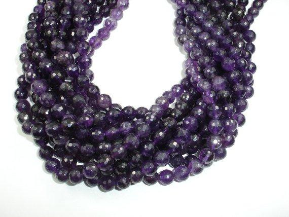 Amethyst Beads, 8mm Faceted Round Beads-Gems: Round & Faceted-BeadDirect