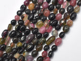 Watermelon Tourmaline, 6x8mm Nugget Beads, 15.5 Inch-BeadDirect