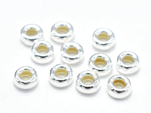 25pcs 925 Sterling Silver Beads, 3.5mm Rondelle Spacer, 1.6mm Thick-Metal Findings & Charms-BeadDirect