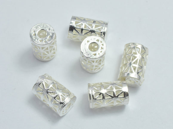 4pcs 925 Sterling Silver Beads, 5x7.5mm Tube Beads, Big Hole Filigree Beads, Jewelry Findings-BeadDirect