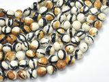 Rain Flower Stone, Creamy White, Black, 8mm Round Beads-Gems: Round & Faceted-BeadDirect
