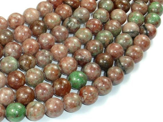 Red Green Garnet, 10mm Round Beads-BeadDirect