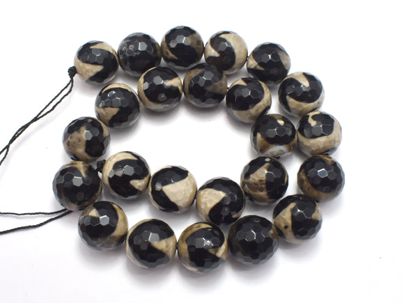 AGATE BEADS, TIBETAN AGATE, 15.5MM FACETED ROUND-Agate: Round & Faceted-BeadDirect
