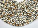 Rain Flower Stone, Creamy White, Black, 8mm Round Beads-Gems: Round & Faceted-BeadDirect