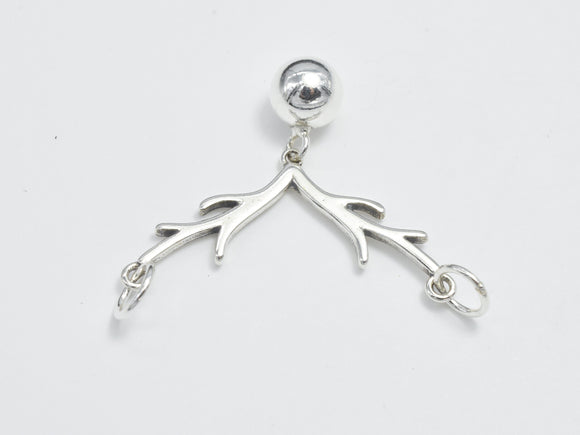 1pc 925 Sterling Silver Branches Connector, Branch Charm 16x13mm, 6mm Ball-Metal Findings & Charms-BeadDirect