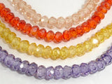 CZ beads, Faceted Rondelle 3.5x4mm-Cubic Zirconia-BeadDirect