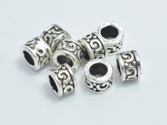 6pcs 925 Sterling Silver Beads-Antique Silver, 4.4x3.3mm Tube Beads-Metal Findings & Charms-BeadDirect
