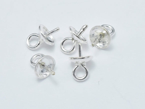 20pcs 925 Sterling silver Cup, 4x6mm, For half hole beads-Metal Findings & Charms-BeadDirect