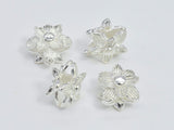 2pcs 925 Sterling Silver Beads-Flower, 7x7mm, 5.3mm Thick-Metal Findings & Charms-BeadDirect