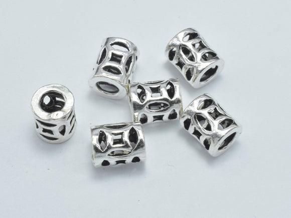 4pcs 925 Sterling Silver Beads-Antique Silver, 5.3x6.3mm Tube Beads-Metal Findings & Charms-BeadDirect