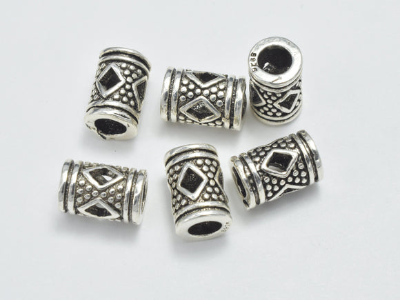 2pcs 925 Sterling Silver Beads-Antique Silver, 4.8x7.5mm Tube-Metal Findings & Charms-BeadDirect