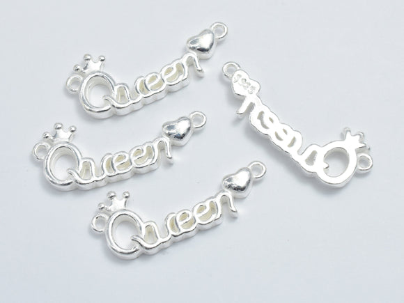 1pc 925 Sterling Silver Bead Connector, Queen Connector, Love Queen Charms, 24x9mm-BeadDirect