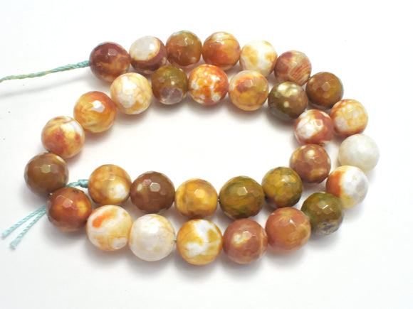 FIRE AGATE BEADS, 12MM FACETED ROUND-Agate: Round & Faceted-BeadDirect