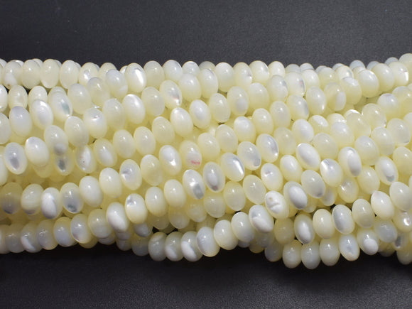 Mother of Pearl, MOP, White, 3.6x5.5mm Rondelle-BeadDirect