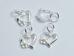 2pcs 925 Sterling Silver Charm, Heart Charm, 9x10mm-BeadDirect