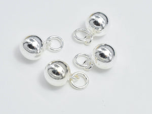 2pcs 925 Sterling Silver Charm, Ball Charm, 6.8mm Round Ball-Metal Findings & Charms-BeadDirect