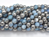 Mystic Coated Banded Agate - Blue & Silver, 6mm, Faceted-BeadDirect