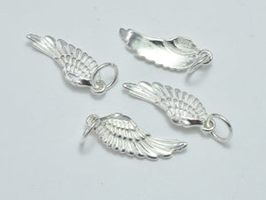 2pcs 925 Sterling Silver Charms, Angel Wing Charm, 18x6.5mm-BeadDirect