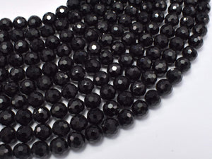 Black Tourmaline Beads, 6mm (6.6mm) Faceted Round-Gems: Round & Faceted-BeadDirect