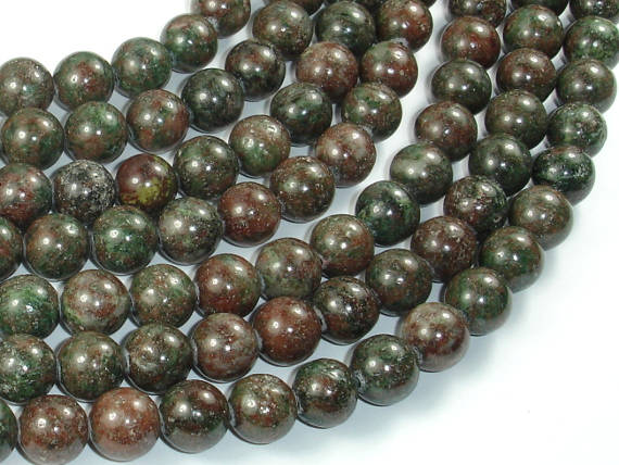 Red Green Garnet Beads, 10mm Round Beads-BeadDirect