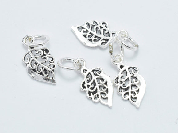 4pcs 925 Sterling Silver Charm-Antique Silver, Leaf Charm-Metal Findings & Charms-BeadDirect