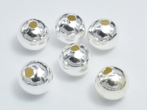 4pcs 925 Sterling Silver Beads, 8mm Round Beads, Big Hole 2mm-BeadDirect
