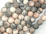 Matte Pink Zebra Jasper, 10mm Round Beads-BeadDirect