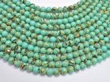 Shell Turquoise Howlite-Green, 6mm (6.5mm)-Gems: Round & Faceted-BeadDirect