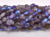 Mystic Coated Super Seven Beads, Cacoxenite Amethyst, AB Coated, 6x8mm Nugget-Gems: Nugget,Chips,Drop-BeadDirect