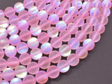 Matte Mystic Aura Quartz-Pink, 6mm (6.5mm) Round-Gems: Round & Faceted-BeadDirect