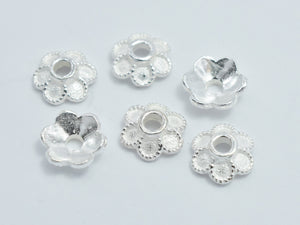 10pcs 925 Sterling Silver Bead Caps, 5.8x2mm Flower Bead Caps-Metal Findings & Charms-BeadDirect
