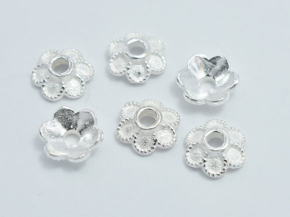 10pcs 925 Sterling Silver Bead Caps, 5.8x2mm Flower Bead Caps-Metal Findings & Charms-BeadDirect