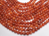 Banded Agate Beads, Striped Agate, Orange, 8mm (8.3mm) Round-Gems: Round & Faceted-BeadDirect