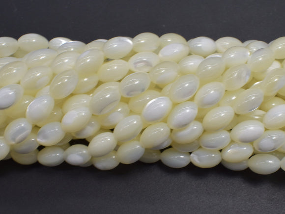 Mother of Pearl, MOP, White, 6x9mm Rice-BeadDirect