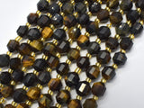 Blue Yellow Tiger Eye, 8mm Faceted Prism Double Point Cut-Gems: Round & Faceted-BeadDirect