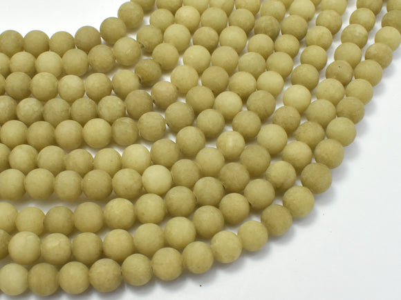 Matte Jade Beads, Olive Green, 6mm (6.5mm)-Gems: Round & Faceted-BeadDirect