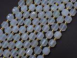 Blue Chalcedony Agate Beads, 8mm Faceted Prism Double Point Cut-Gems: Round & Faceted-BeadDirect
